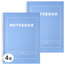 포포팬시 하드커버 포인트 컬러 노트, 스카이블루, 4권