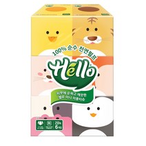 헬로 미니 천연펄프 미용티슈, 250개입, 6개
