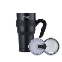 텀스 뉴메가 진공 스텐텀블러 + 전용 손잡이 +기본뚜껑 + 방수뚜껑, 블랙, 900ml
