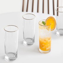 니코트 gold crystal 심플글라스 컵 XL 485ml, 혼합 색상, 4개