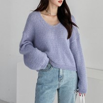 뜨개진 여성용 트루드 브이넥 니트