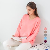 캐럿 여성용 브이넥 오버핏 롱 니트