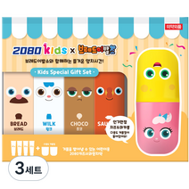 2080 브레드이발소 어린이 치약 80g x 4종 + 치즈 앤 마카롱 커플컵 세트, 3세트