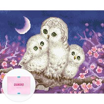 디클레어 액자 캔버스형 보석십자수 DIY 키트 40 x 50 cm, 1세트, 부엉이 가족