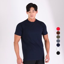 허그본 남성용 데일리 머슬핏 무지라인 반팔 티셔츠