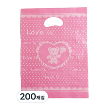 팩스타 펀칭 비닐 포장봉투 가로 25cm x 세로 35cm PE25, 핑크곰, 200개입