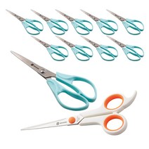화신 754 사무용 가위 10개+705 투톤 가위 소, 민트, 화이트/오렌지, 1세트