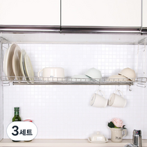 해피홈 부착식씽크선반800 + 싱크롤선반6롤 오렌지, 3세트
