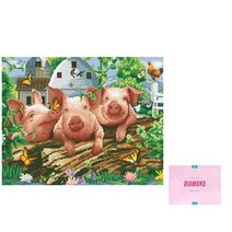 디클레어 액자 캔버스형 보석십자수 DIY 키트 40 x 50 cm, 1세트, 아기 돼지 삼형제