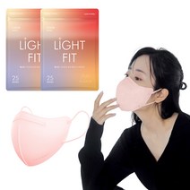 필나인 라이트핏 2D KF94 보건용 컬러 마스크 중형 KF94, 코랄핑크, 2개, 25개입