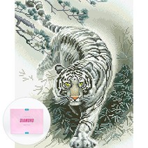디클레어 액자 캔버스형 보석십자수 DIY 키트 40 x 50 cm, 1세트, 백호
