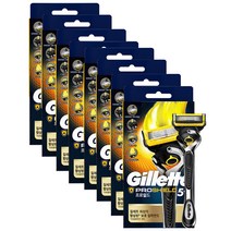 질레트 퓨전 프로쉴드 옐로우 면도기 + 여분날 8세트