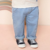 밀크마일 아동용 스마일 스파키 배기핏 데님팬츠