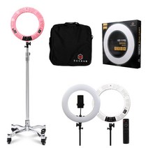 대한 셀프 스튜디오 쇼핑몰 유튜브 영상 인터넷방송 틱톡 화상회의 링라이트 + 이동식 스탠드 삼각대 세트, 링라이트(DH-RL18 핑크), 스탠드(ST-8519), 1세트