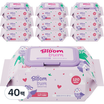 블룸범 센시티브 엠보싱 대용량 물티슈 캡형, 40팩, 120매