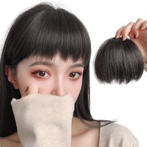 하이유니 인모 처피 뱅 앞머리 헤어피스, 1개, 네츄럴블랙