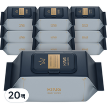 킹 더 도톰한 86gsm 골드블루 저자극 엠보싱 아기물티슈 캡형, 70매, 20개
