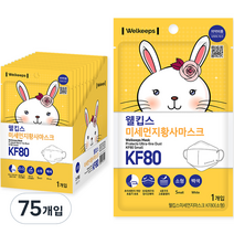 웰킵스 미세먼지황사마스크 소형 KF80, 1개입, 75개, 백색