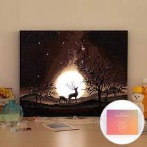 아트조이 DIY LED 보석십자수 (캔버스형) 40x50cm, 겨울밤 사슴, 1세트