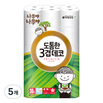 나무야나무야 도톰한 3겹 데코 롤화장지 30m, 30롤, 5개