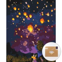 아트조이 DIY 보석 십자수 캔버스형 50 x 40 cm, 하늘로 날리는 소원, 1세트