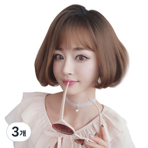 KNPD 칠월의황후 여성 단발 보브컷 전체 가발, 네츄럴 브라운, 3개