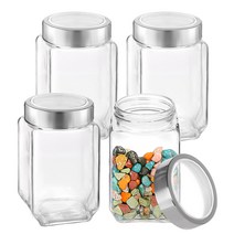 차이나다 투명커버 사각 밀폐 유리병 700ml, 단품, 4개