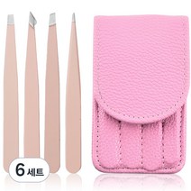 더들캣 미용 족집개 4p + 케이스 세트, 핑크, 6세트