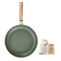 로이첸 인덕션 IH 눌어붙지 않는 건강한 세라믹팬 세트 2개, 프라이팬 28cm + 세척솔, 그린