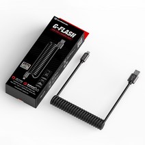 가디언 지플레쉬 차량 & 모터사이클용 프리미엄 퀼컴 퀵차지 3.0 고속 충전 라이트닝 8핀 스프링 케이블, 블랙(케이블) + 다크 그레이(알루미늄 하우징), 1개, 400mm