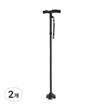 본덱 높이조절 LED라이트 4단 접이식 효도 지팡이 VD-FSE100A, 블랙, 2개