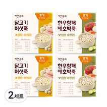 베이비본죽 실온 이유식 후기 한우참깨애호박죽 2p + 닭고기버섯죽 2p 세트, 한우, 닭가슴살, 180g, 2세트