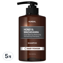 쿤달 허니 앤 마카다미아 네이처 샴푸 베이비파우더향, 718ml, 5개