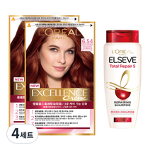 로레알파리 엑셀랑스 크림 염색제 6.54호 2p + 샴푸 170ml 기획세트, 4세트