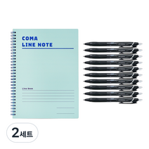 투코비 코마 스프링 라인노트 + 제트스트림 볼펜 흑색 0.7mm 10p 세트, 스카이(노트), 2세트