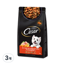 시저 칠면조 애견사료, 1kg, 3개