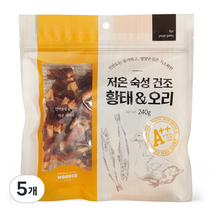 원더푸드 반려동물 저온숙성 건조간식 240g, 5개, 황태 + 오리 혼합맛