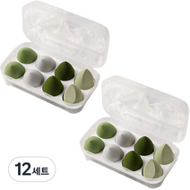 지앤와이 파스텔 물방울 퍼프 8p 케이스 세트, 12세트, 그린