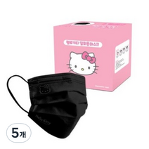 프로월드컵 헬로키티 중형 마스크, 100매입, 5개, 블랙