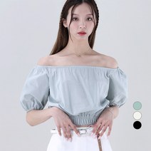 어썸어라운드 여성용 퍼프 밴딩 반팔 블라우스