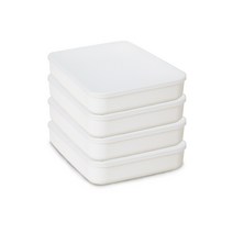 모노플랫 흰둥이 리빙박스 낮은 수납형, 화이트, 4개