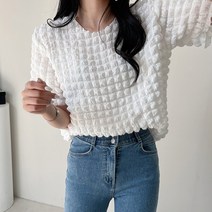 마이시즌 여성용 볼륨 엠보 블라우스