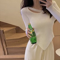 레몬소울 여성용 로드니 스트랩 언발란스 니트 티