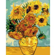 순잠 깜찍 모던 수채화 유채화 캐릭터 그림그리기 DIY 세트 40 x 50 x 2.5 cm, 19 썬플라워 꽃병