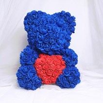 프랑온드 기념일 선물 로즈 베어 40cm + 상자, 하트 사파이어 블루