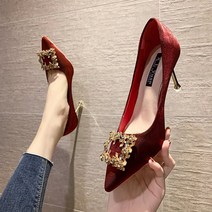 스퀘어 쥬얼 데코 스틸레토 골드굽 럭셔리 하이힐 8cm