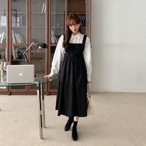 스페노 뒷밴딩 백리본 레이스 뷔스티에 롱 원피스 cpops8012c28