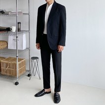 머시따 남성용 세미 포멀 싱글 린넨 정장 수트 세트