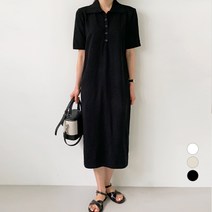 바블링브룩 여성용 카라 배색 반팔 니트 원피스