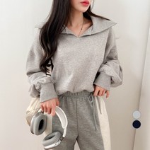밀키버터 여성용 기모 세라 카라넥 맨투맨